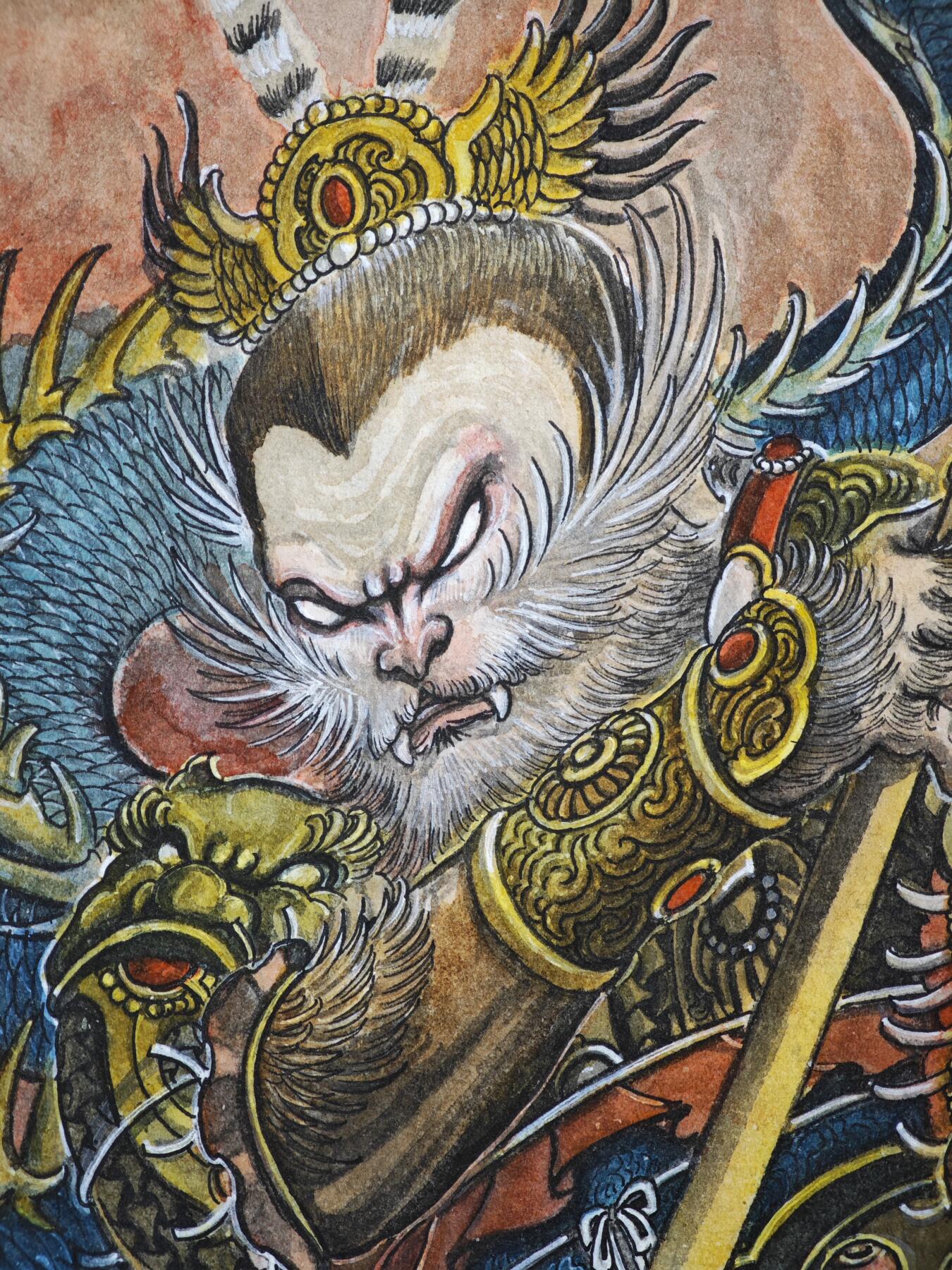 白泽拍卖卡牌手绘专场第34期（花朝去了又春分 草如茵 柳烟新） 2026 刘晓明手绘画 孙大圣 A3  刘晓明钤印