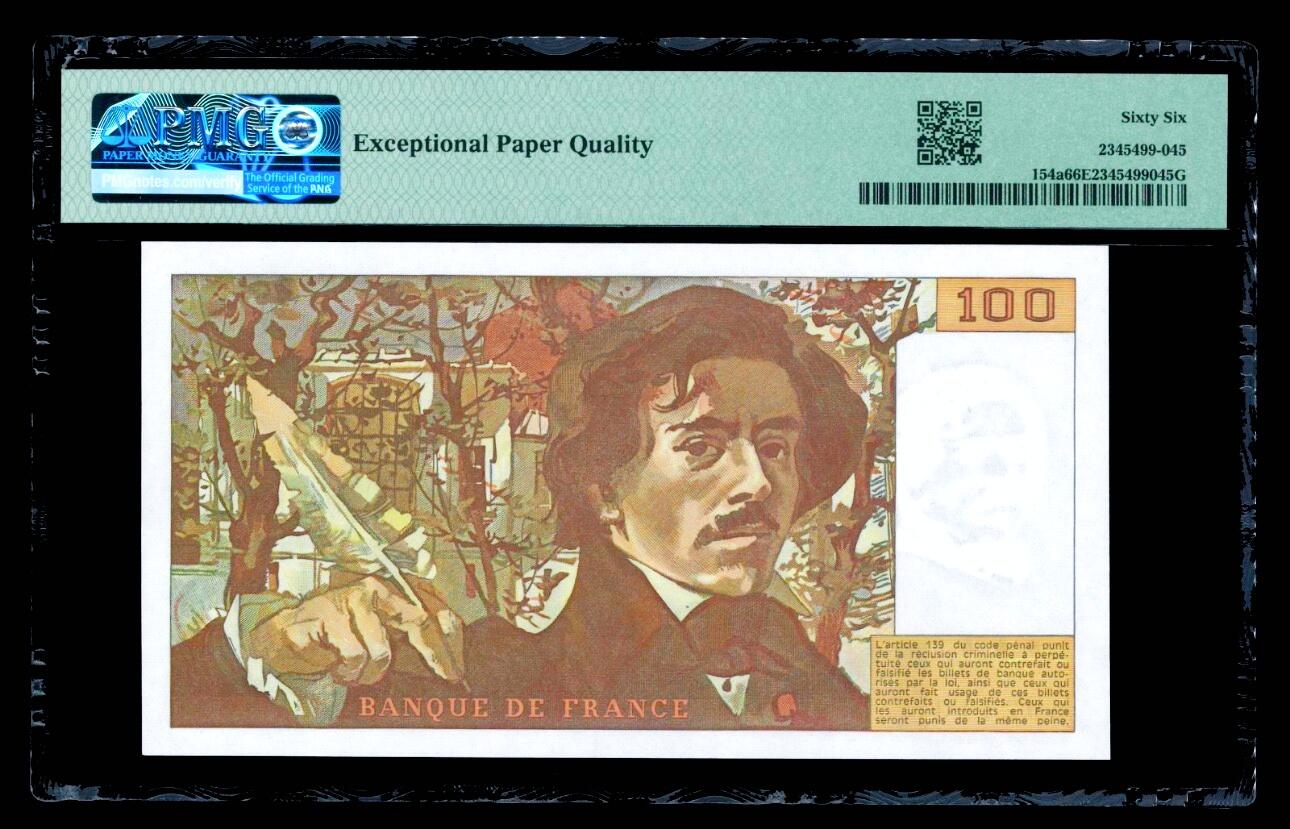 【Blue Auction】世界纸币精拍第801期——18级TOP拍卖/信誉/品质/专业/高效💫 【a版首年】法国 1978年100法郎 自由引导人民 PMG66EPQ 