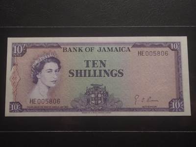 2026三月第四期，总221期 - 牙买加1960版10先令AUNC千位号无47，小皇冠女王和香蕉收获