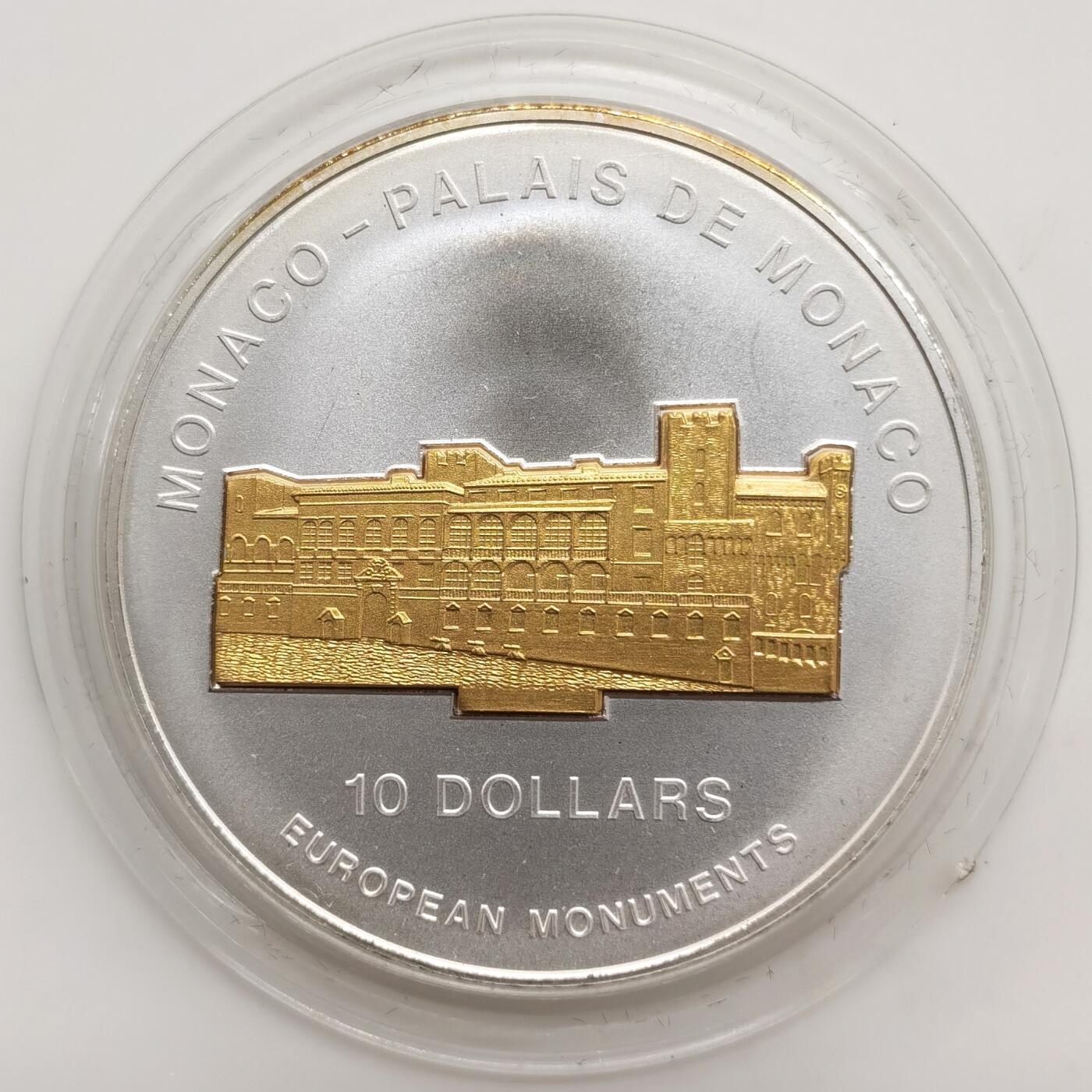 博洋堂“芳菲春韵”3月精品大拍专场暨第166期（全场包邮） 瑙鲁2004年10元带镀金插件反向精制银币 欧洲地标-普赖斯利宫（摩纳哥） 1盎司999银 发行量：7千5百