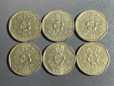 回流0328 - 新加坡1元6枚 胡姬花