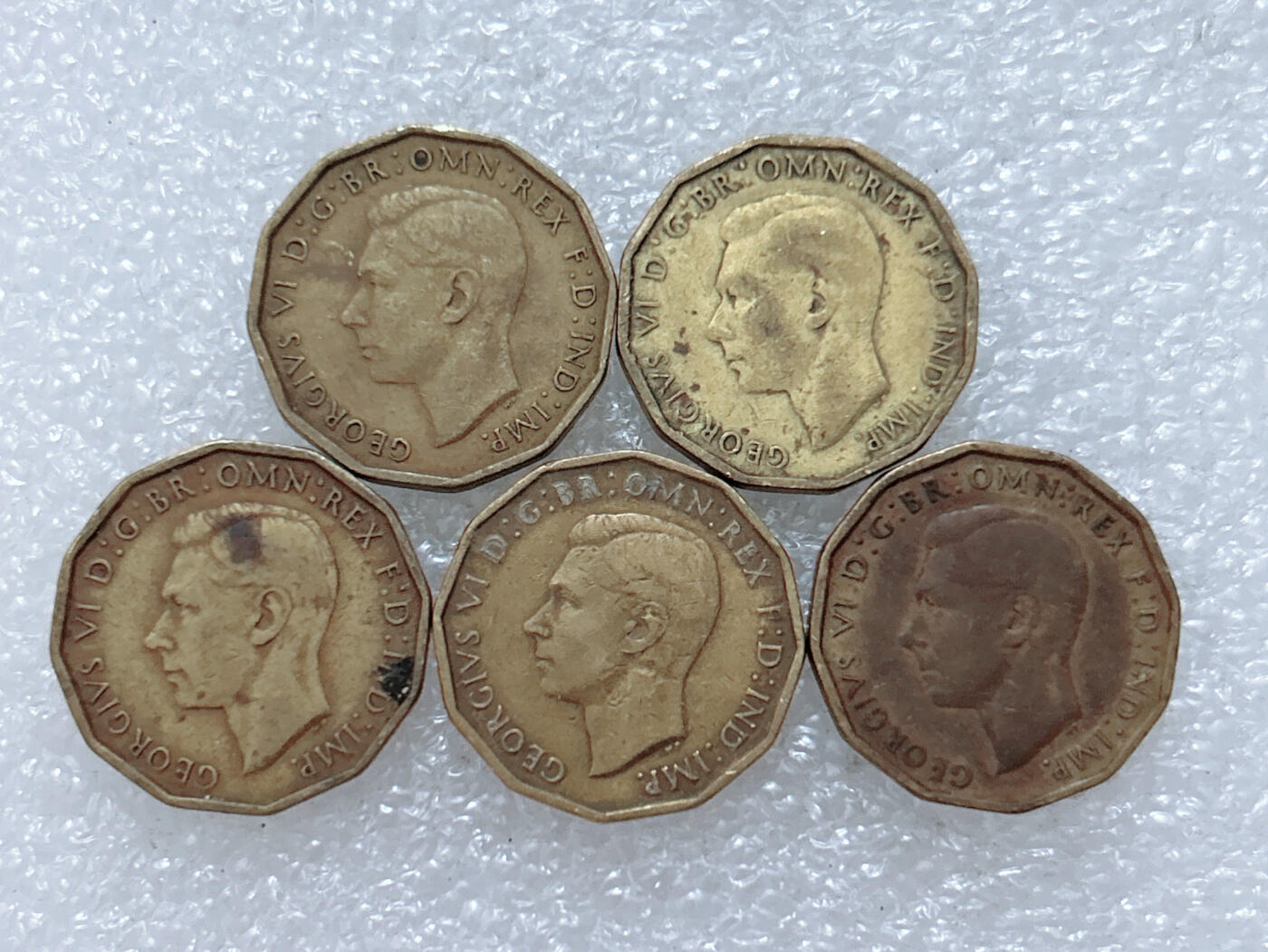 第一海外回流一元起拍收藏 散集专场  第307期 英国乔六3便士铜币 5枚