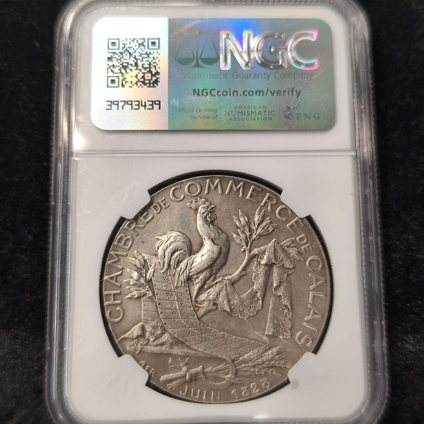 Krab外币市集Vol.28 NGC UNCD 法国加莱商会大银章 34g 1argent