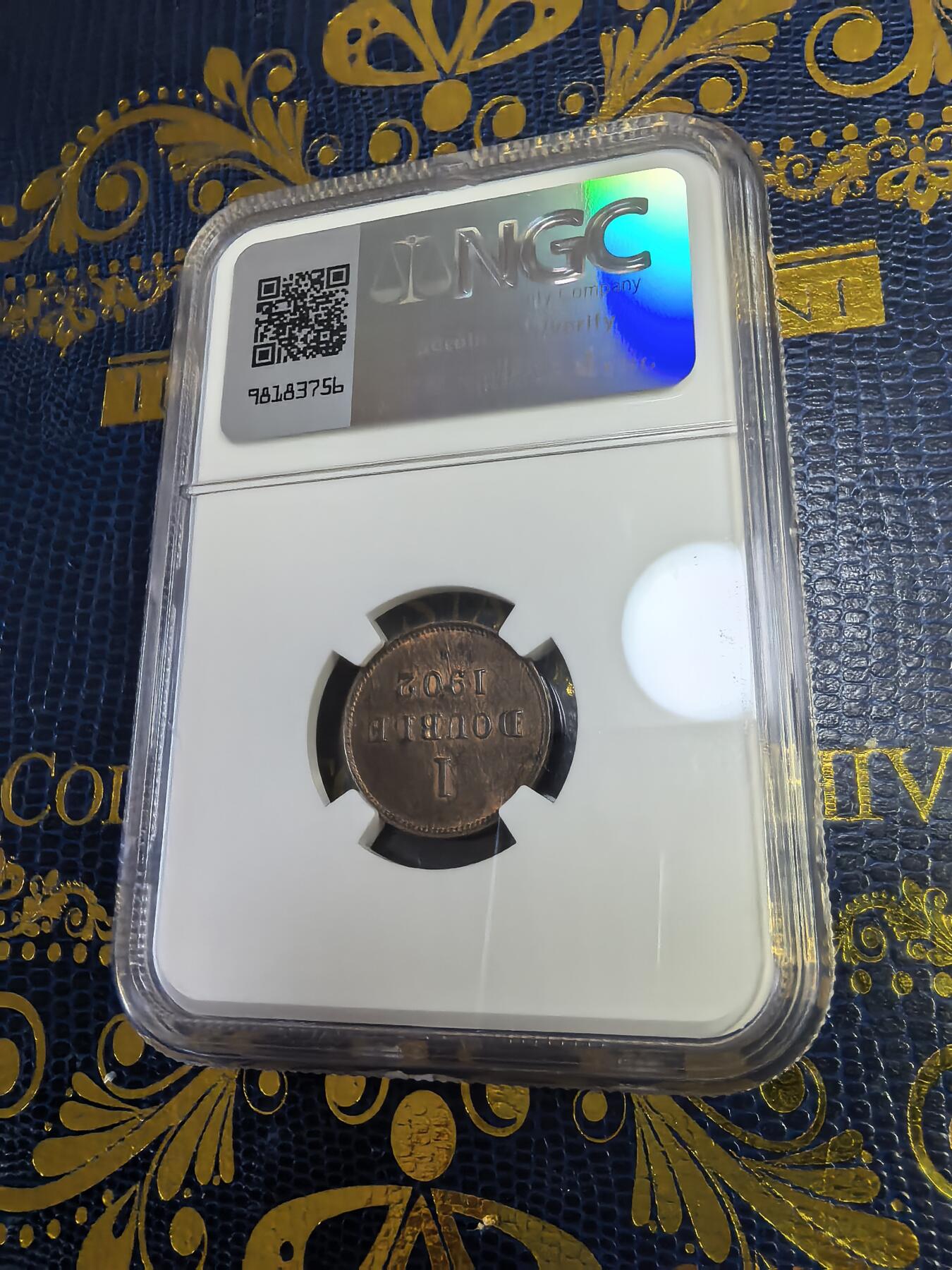 长老汇马年精选第十三场拍卖 1902H根西1道布铜币，NGC MS62BN，季军，更高2枚，8.4万枚