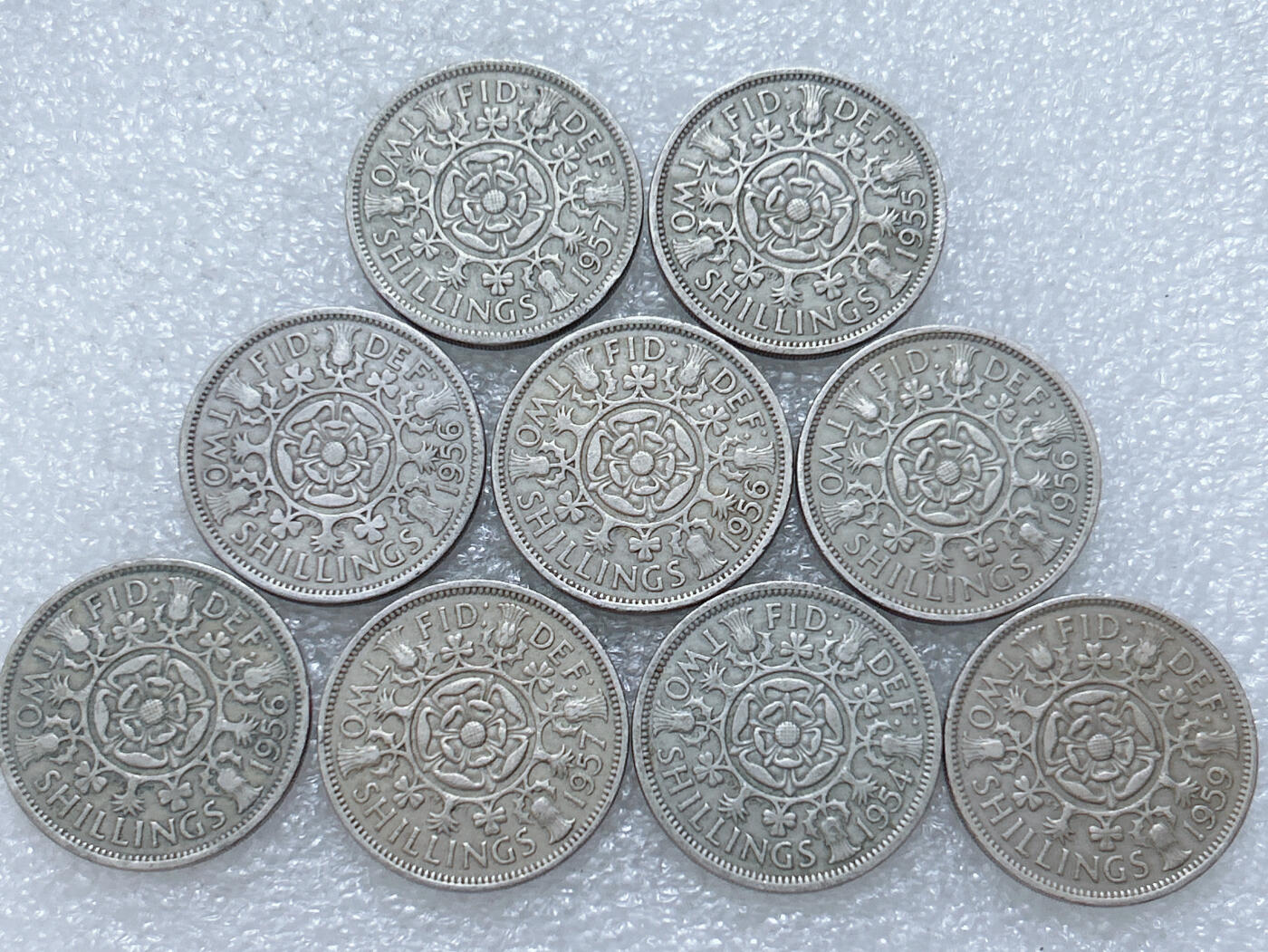 第一海外回流一元起拍收藏 散集专场  第307期 英国50年代2先令硬币 9枚