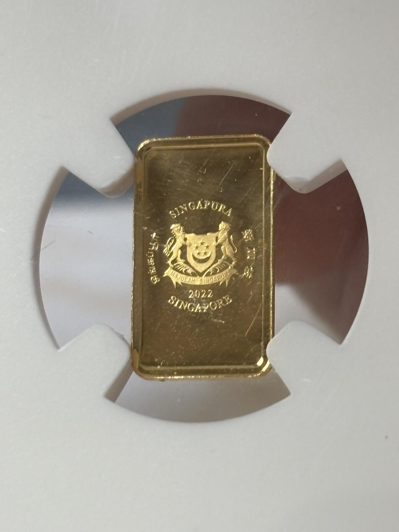 第194期拍卖 新加破2022年十二生肖虎年1克纪念金币NGC-PF69原盒证书，9999金，发行3000枚