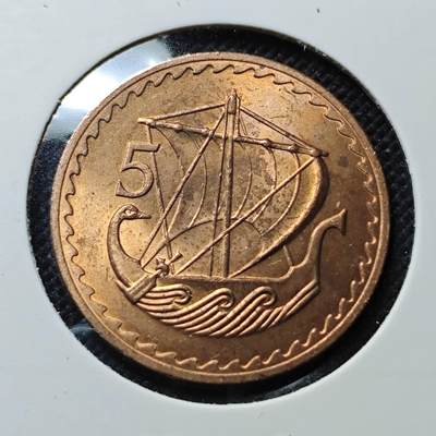 KK钱币收藏小铺  第409期 2月预留时间 周末发货 -  塞浦路斯5米尔铜币 好品