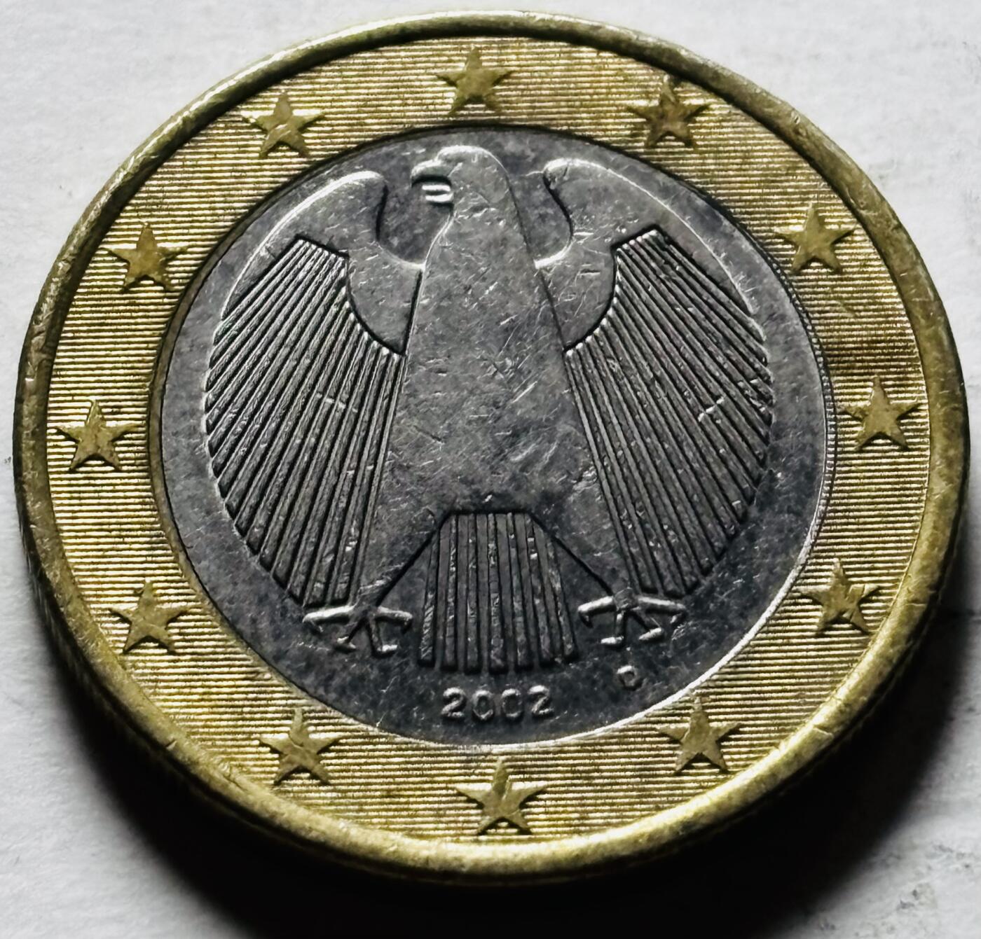 文馨钱币收藏第 298 场，长期接代拍业务 2002 年德国 1 欧元 第一版首发 D 版