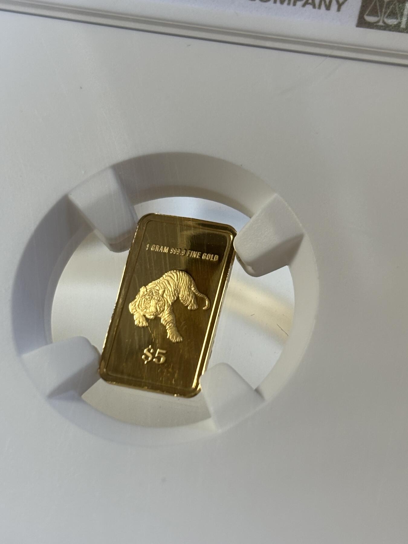 第194期拍卖 新加破2022年十二生肖虎年1克纪念金币NGC-PF69原盒证书，9999金，发行3000枚