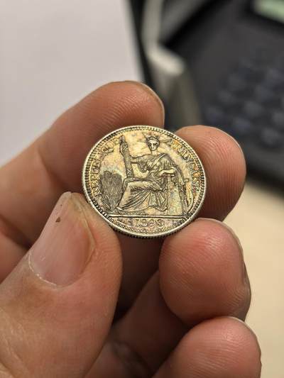 博洋堂“芳菲春韵”3月精品大拍专场暨第166期（全场包邮） - 法属印支1893年加重坐洋10分银币，少见好年份，五彩美品