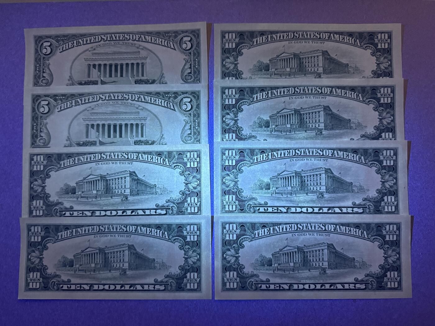 《艾美收藏》第238期-3.29周日外币畅拍场 美元8张 UNC 5美元2张、10美元6张 个别边缘轻微荧光