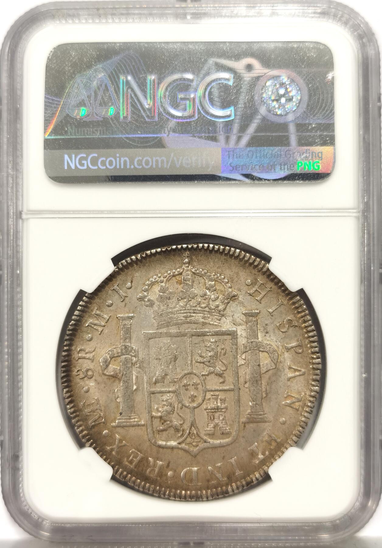 博洋堂“芳菲春韵”3月精品大拍专场暨第166期（全场包邮） NGC MS61 西属秘鲁1774年LIMA MJ卡洛斯三世双柱8R银币，早期年份非常少见，此枚更是NGC唯一冠军分！卡三双柱巅峰级藏品，错过不再有！