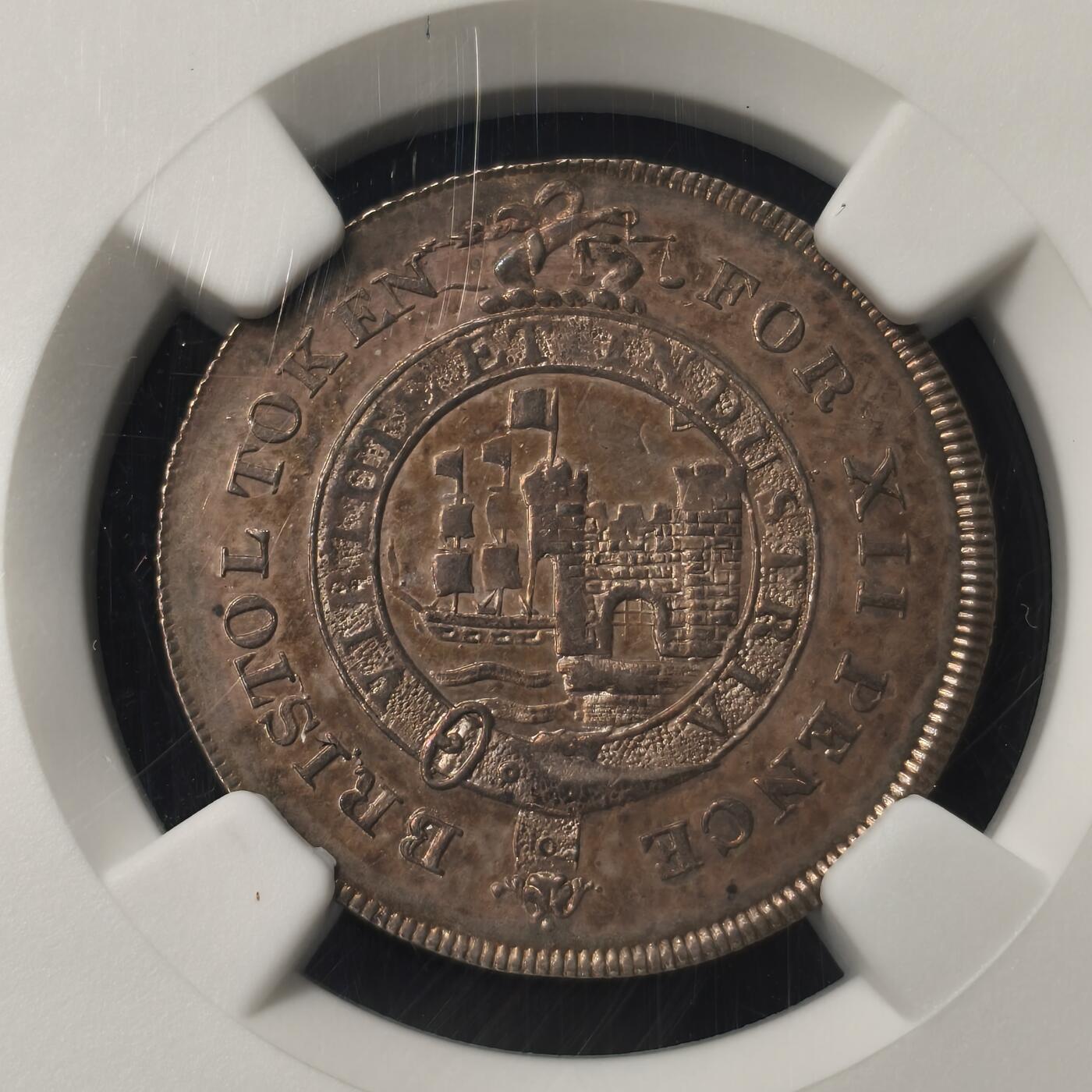 Krab外币市集Vol.28 NGC AU58 英国布里斯托1811年银制代币1先令