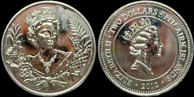 ＜星葵🌻钱币社＞第72期·东奔西走的硬币·3月31日发货 - 皮特凯恩群岛2012年女王登基60周年2镑克朗型纪念币