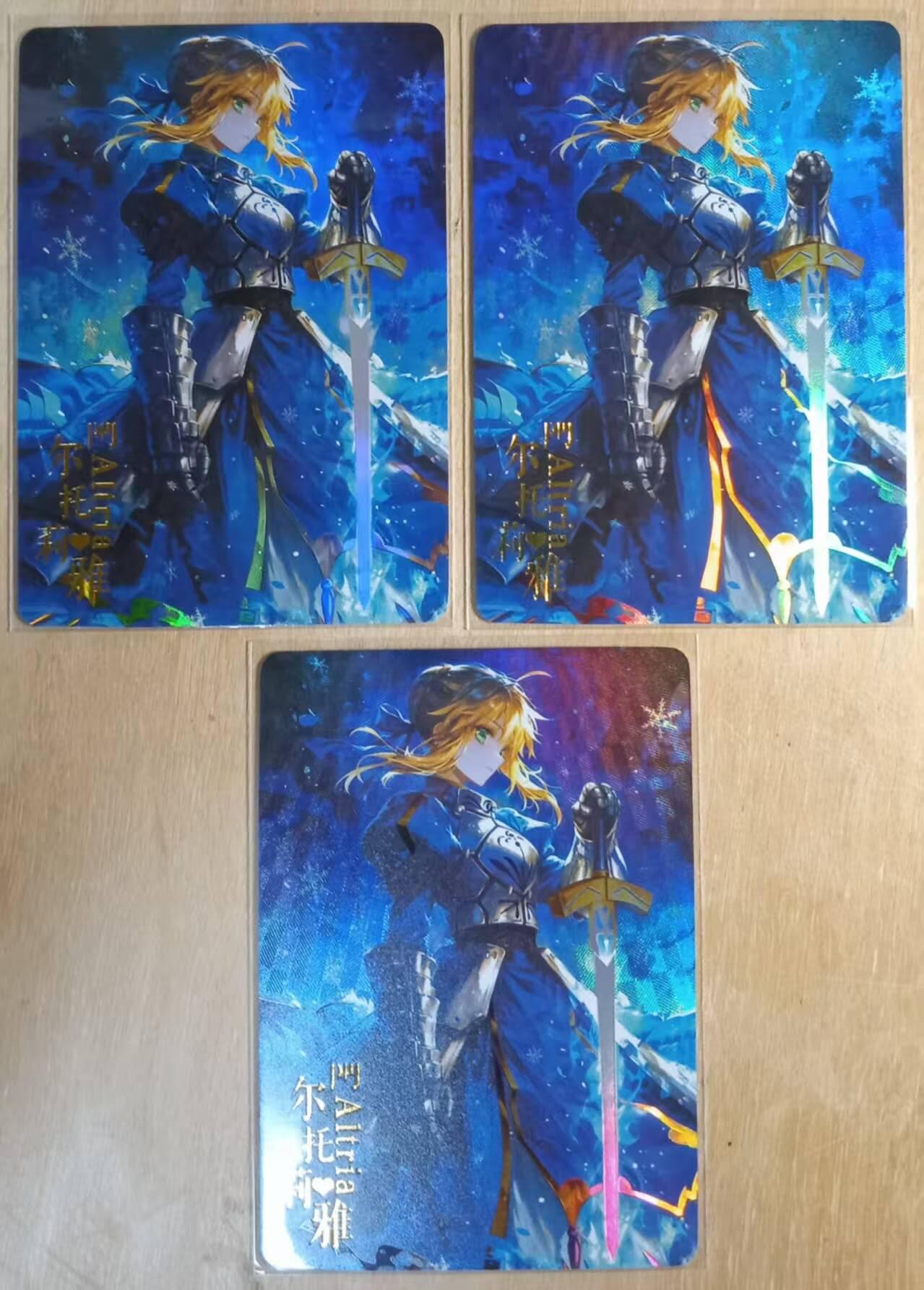 龙虎卡牌-八零场，奇点炸场！！（满200元包邮，无佣金，每周六结拍，欢迎送拍） 折光彩闪3张 白花恋诗卡牌 阿尔托莉雅三宫