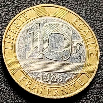 泉币菌-第216场-拍品多 请提前出价 - 1989年 法国10法郎双色币 天使 小飞人 自由保护神 23mm 入欧前末版币 绝版币 