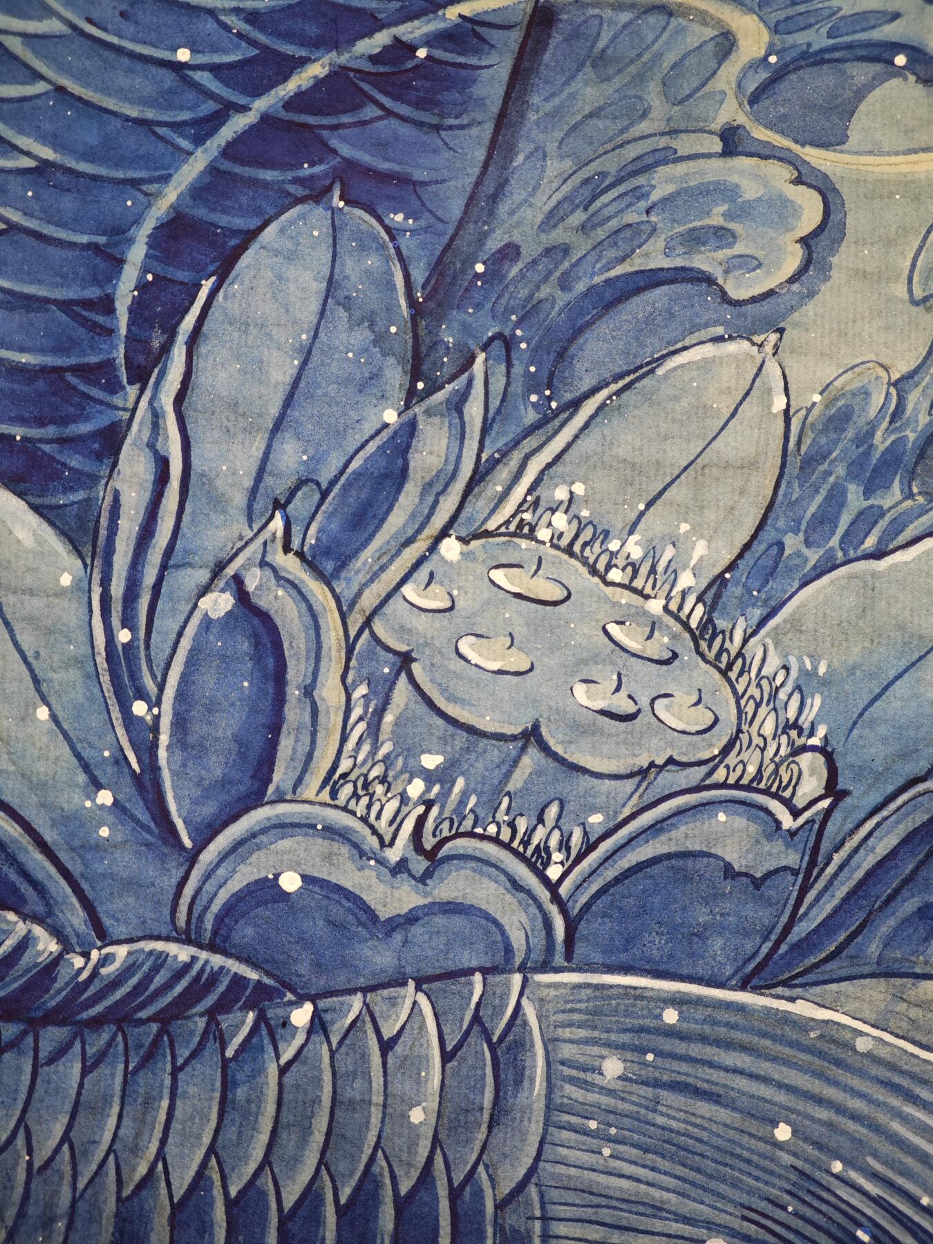 白泽拍卖卡牌手绘专场第34期（花朝去了又春分 草如茵 柳烟新） 2025 刘晓明手绘画 晓明鱼 尺寸：32.5cm*96cm  刘晓明钤印