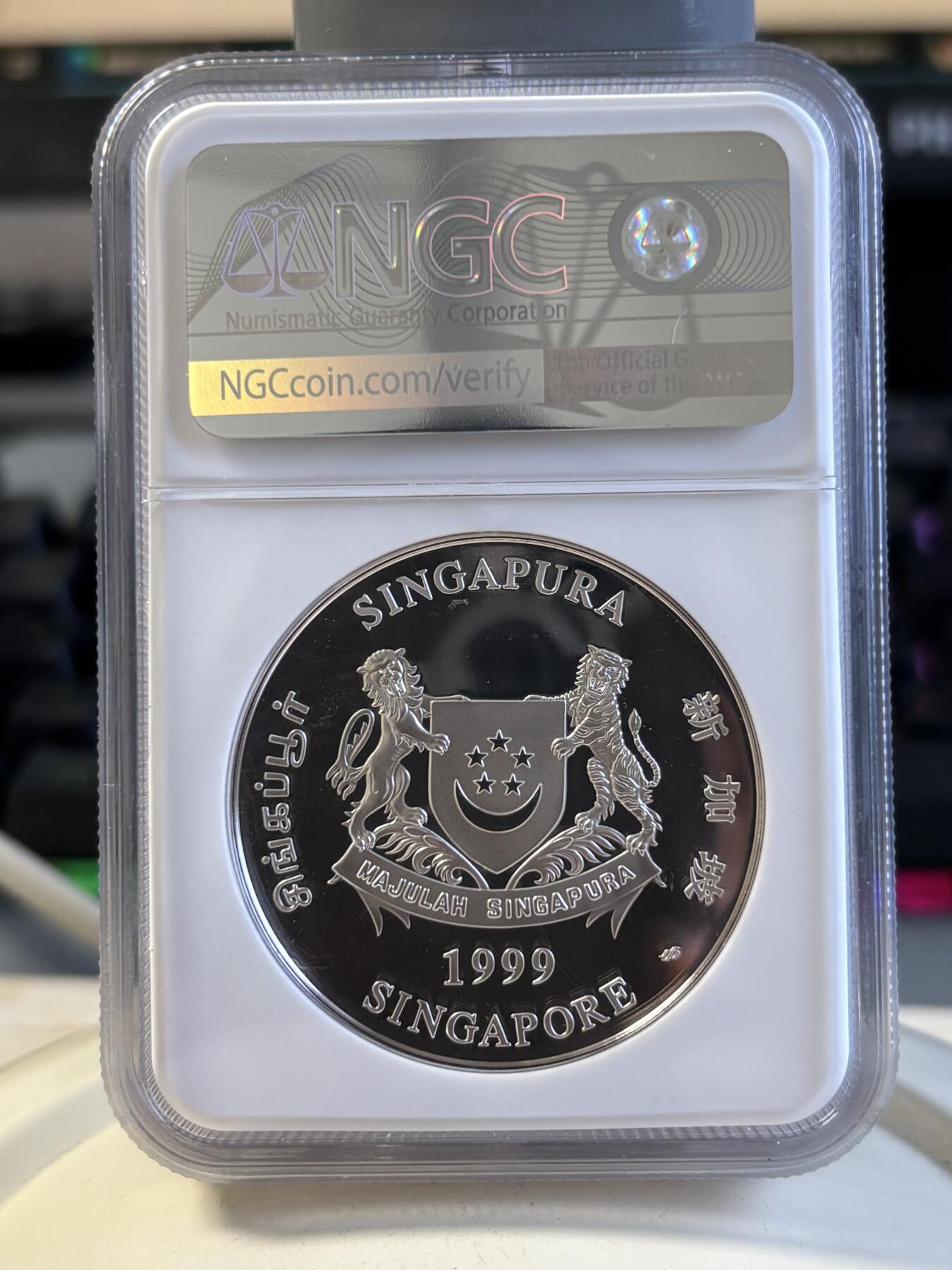 第194期拍卖 新加坡1999年十二生肖兔年2盎司纪念银币NGC-PF69.999银