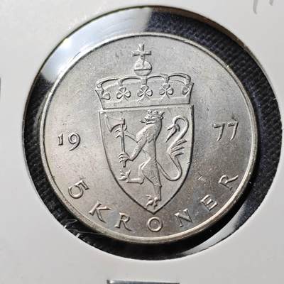 KK钱币收藏小铺  第409期 2月预留时间 周末发货 -  1977挪威5克朗