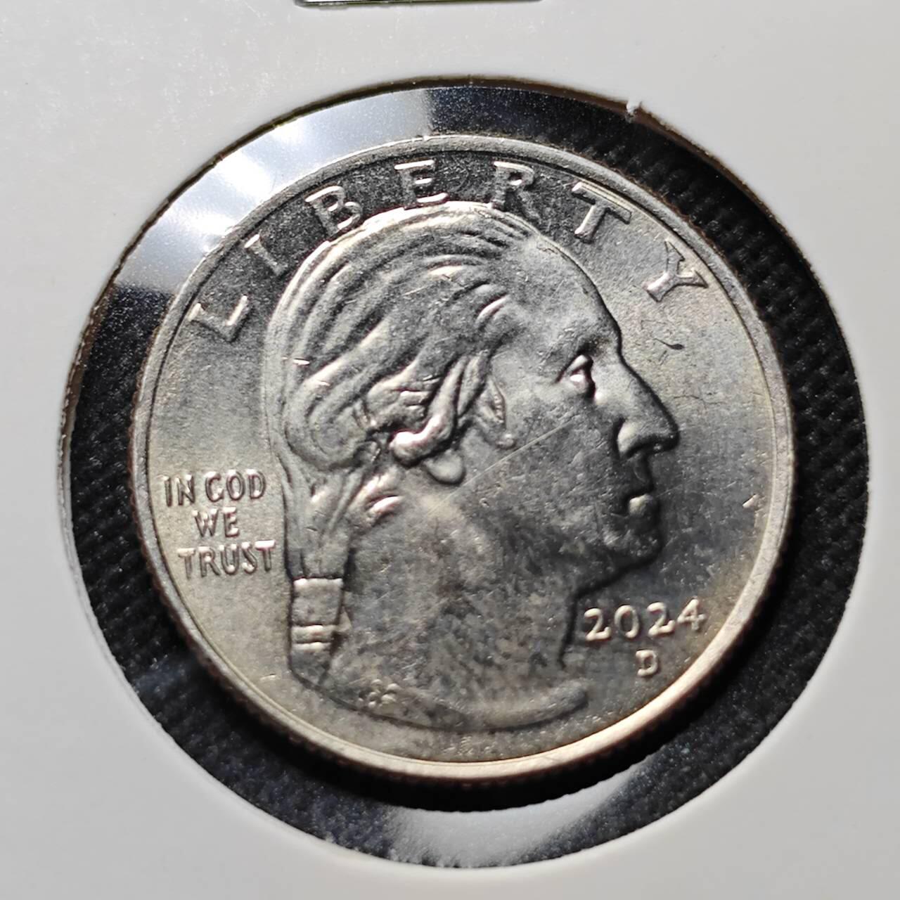 KK钱币收藏小铺  第409期 2月预留时间 周末发货  2024美国25分纪念币 好品