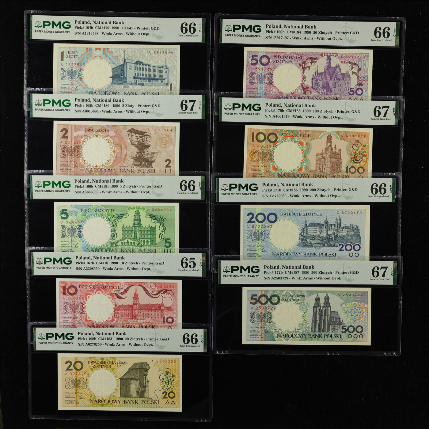 【亘邦集藏】第224期拍卖 1990年 波兰1-500兹罗提 PMG