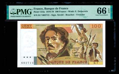 【Blue Auction】世界纸币精拍第801期——18级TOP拍卖/信誉/品质/专业/高效💫 - 【a版首年】法国 1978年100法郎 自由引导人民 PMG66EPQ 