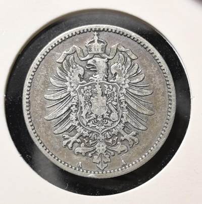 外国优质老铜币银币苏联纪念章，每周六晚九点倒数截拍，满百包邮可寄存，持续收拍 - 德意志帝国1875年1马克银币，正面为橡叶环饰与面值，背面是象征帝国权威的皇冠鹰徽，包浆温润，工艺精湛，是德意志统一初期的历史见证，兼具欧洲近代货币收藏与研究价值。