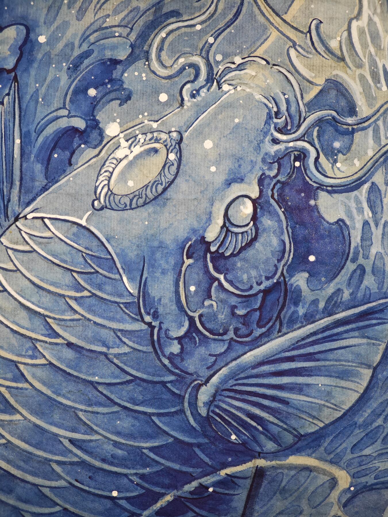 白泽拍卖卡牌手绘专场第34期（花朝去了又春分 草如茵 柳烟新） 2025 刘晓明手绘画 晓明鱼 尺寸：32.5cm*96cm  刘晓明钤印