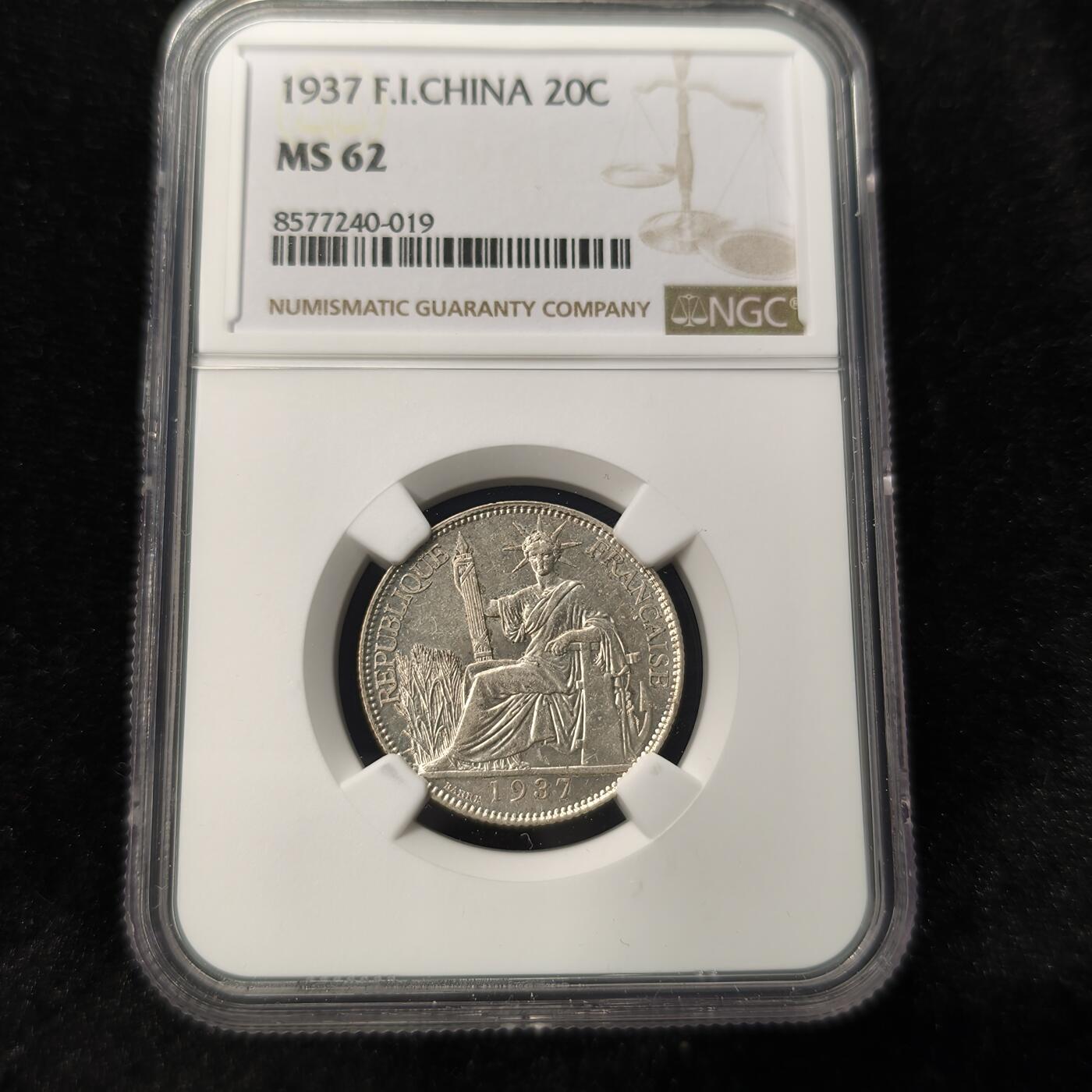 Krab外币市集Vol.28 NGC MS62 法属印度20分坐洋