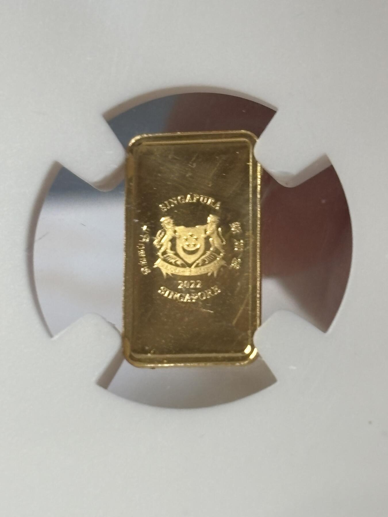 第194期拍卖 新加破2022年十二生肖虎年1克纪念金币NGC-PF69原盒证书，9999金，发行3000枚