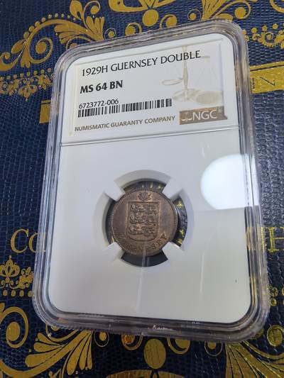 长老汇马年精选第十三场拍卖 - 1929H根西1道布铜币，NGC MS64BN，季军，更高2枚，7.9万枚