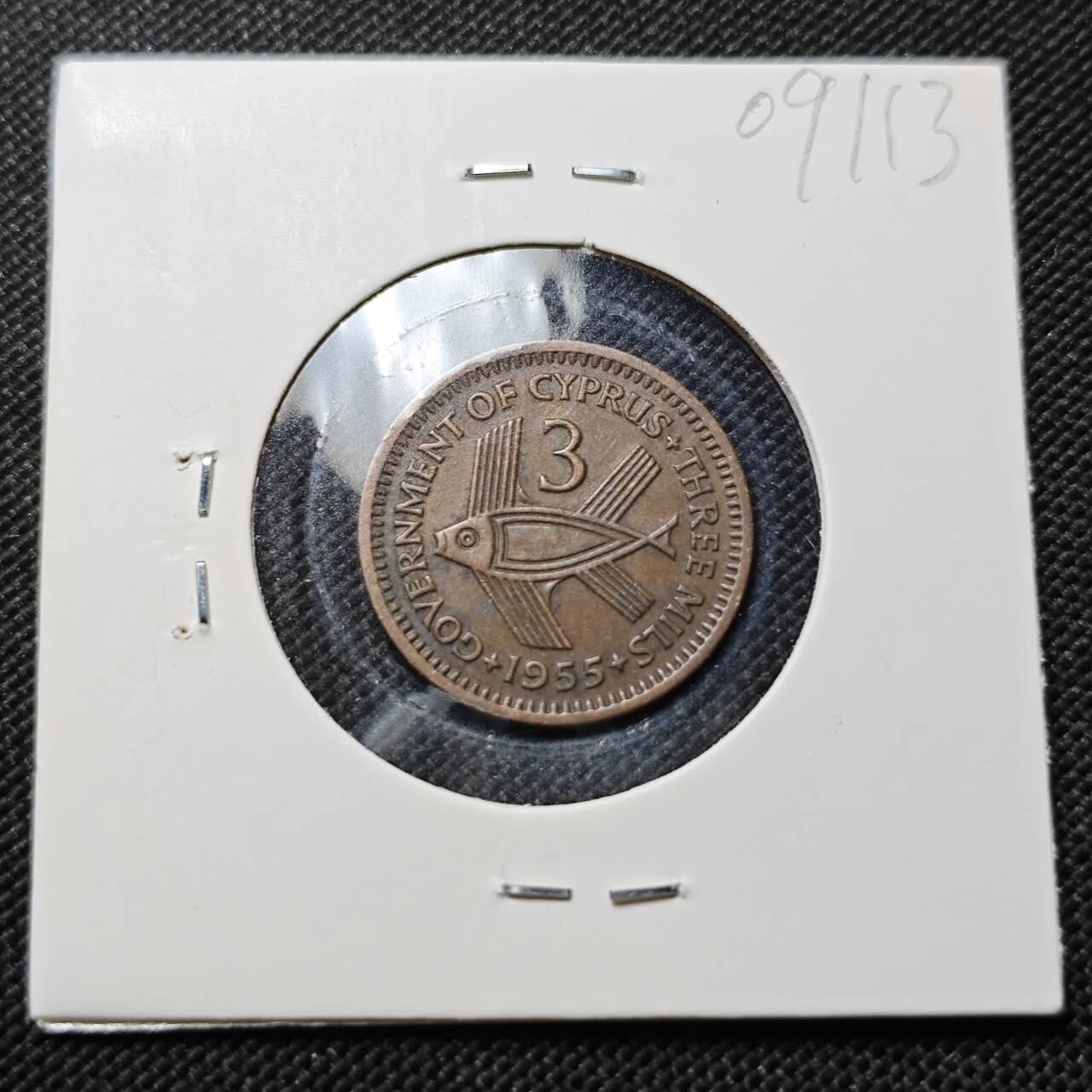 KK钱币收藏小铺  第409期 2月预留时间 周末发货  英属塞浦路斯3米尔铜币