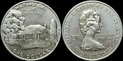 ＜星葵🌻钱币社＞第72期·东奔西走的硬币·3月31日发货 - 新西兰1977年女王登基25周年/怀唐伊日1元克朗型纪念币