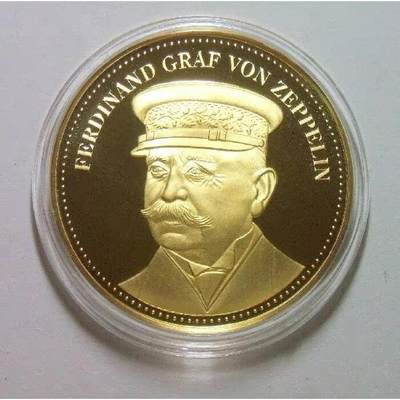 【银】德国齐柏林和LZ1飞艇 高浮雕精制大镀金银章 40MM 20克 - 【银】德国齐柏林和LZ1飞艇 高浮雕精制大镀金银章 40MM 20克