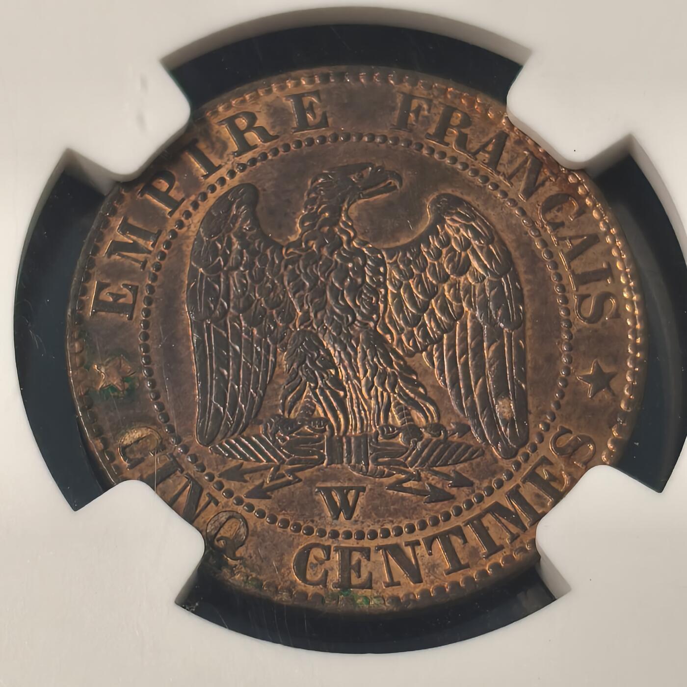 Krab外币市集Vol.28 NGC MS63BN 法国1855W年拿破仑三世5分 DOG