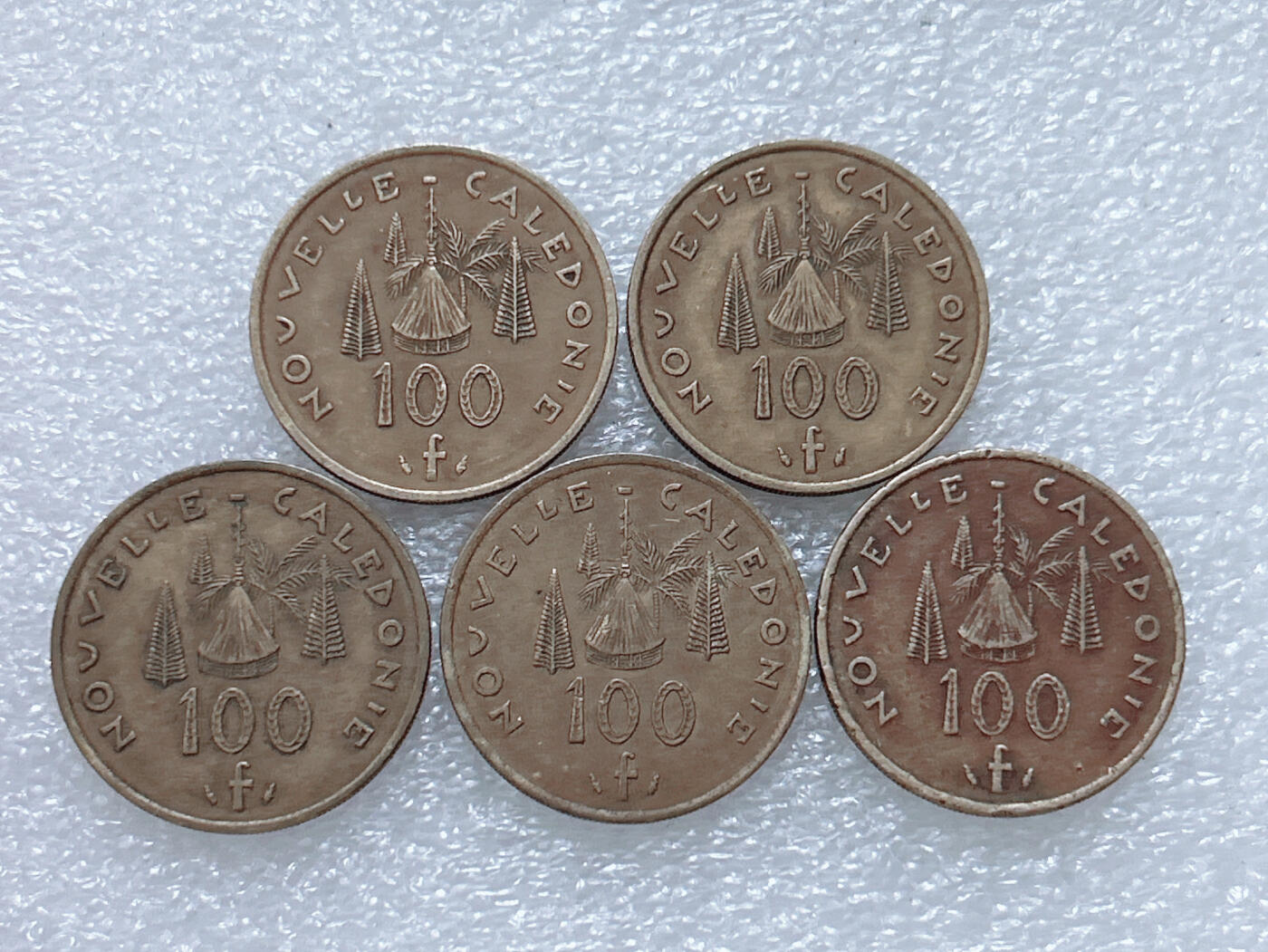 第一海外回流一元起拍收藏 散集专场  第307期 法属新喀里多尼亚100法郎硬币 5枚