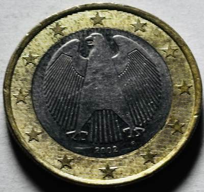 文馨钱币收藏第 298 场，长期接代拍业务 - 好品 2002 年德国 1 欧元 第一版首发 F 版