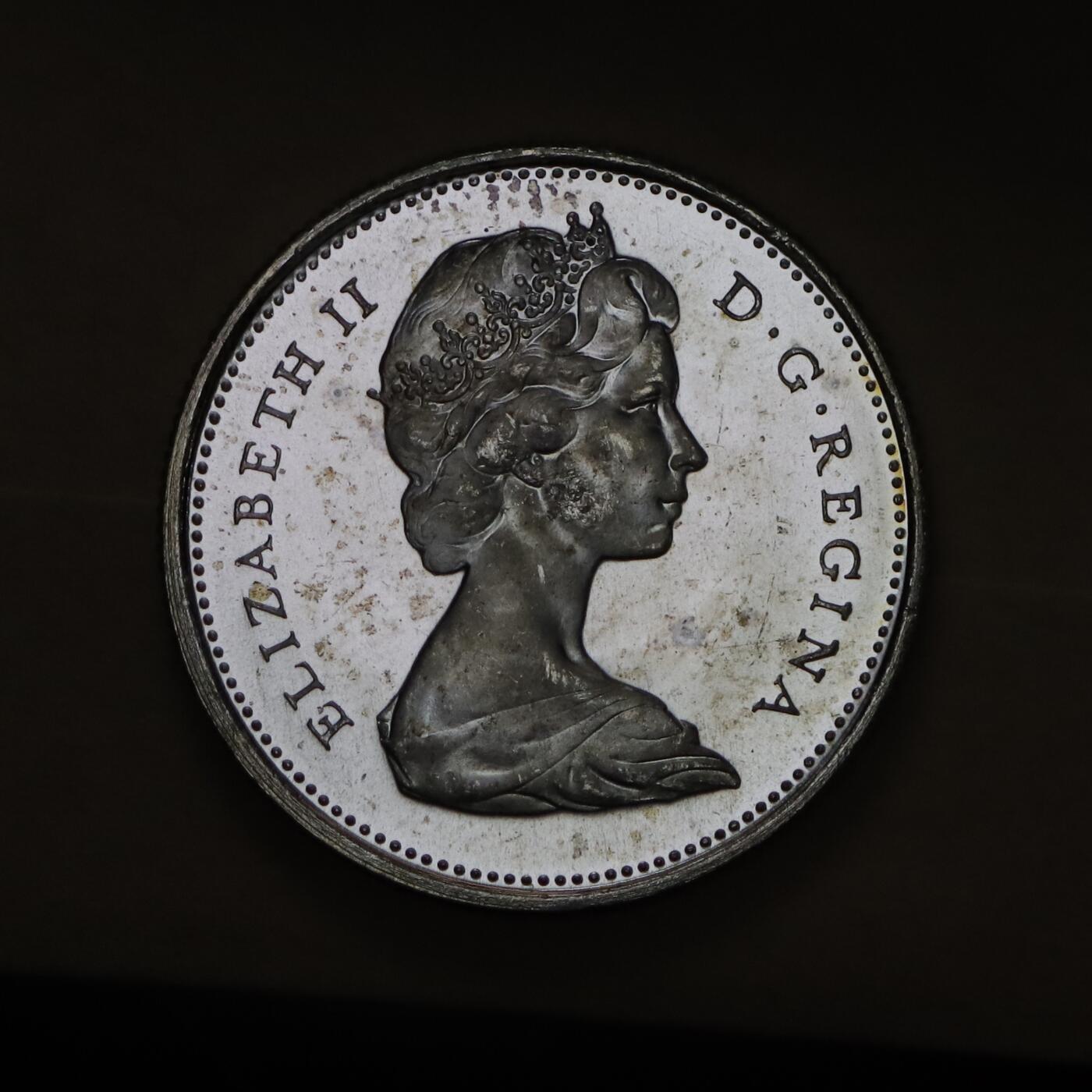 观钱 近现代机制币拍卖No.006（全场顺丰包邮，不区分偏远地区）  加拿大 1967 年联邦百年 25 分猞猁纪念银币 卷拆全新未使用