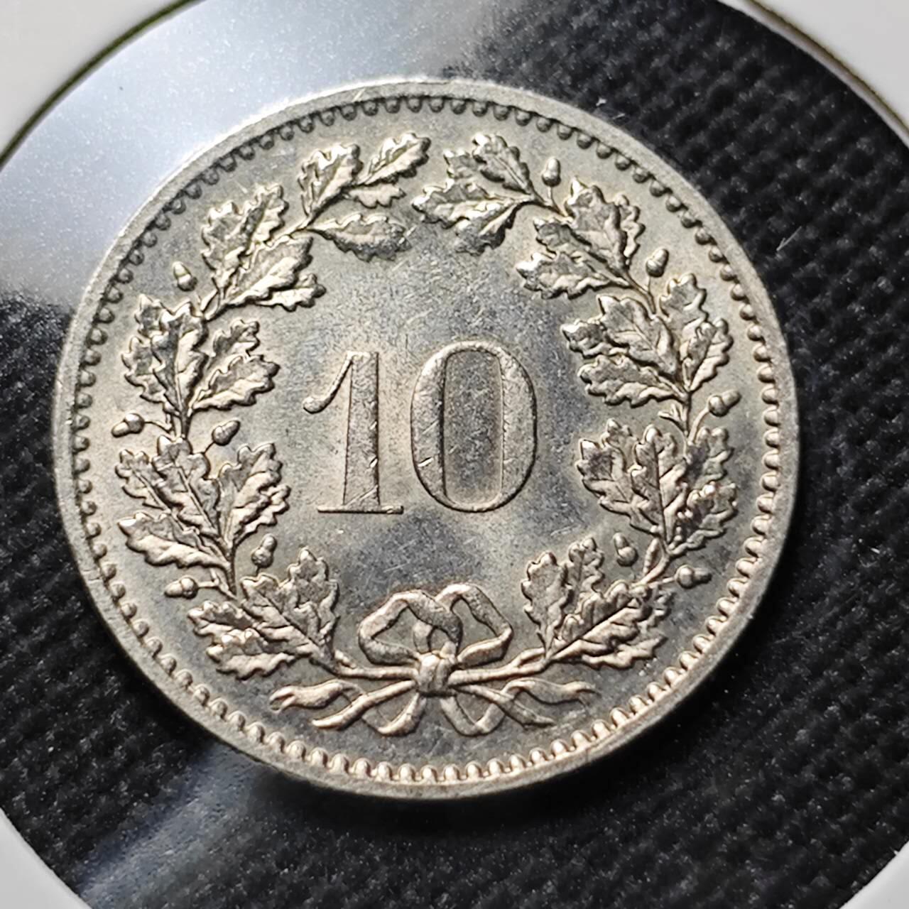 KK钱币收藏小铺  第409期 2月预留时间 周末发货  瑞士10分