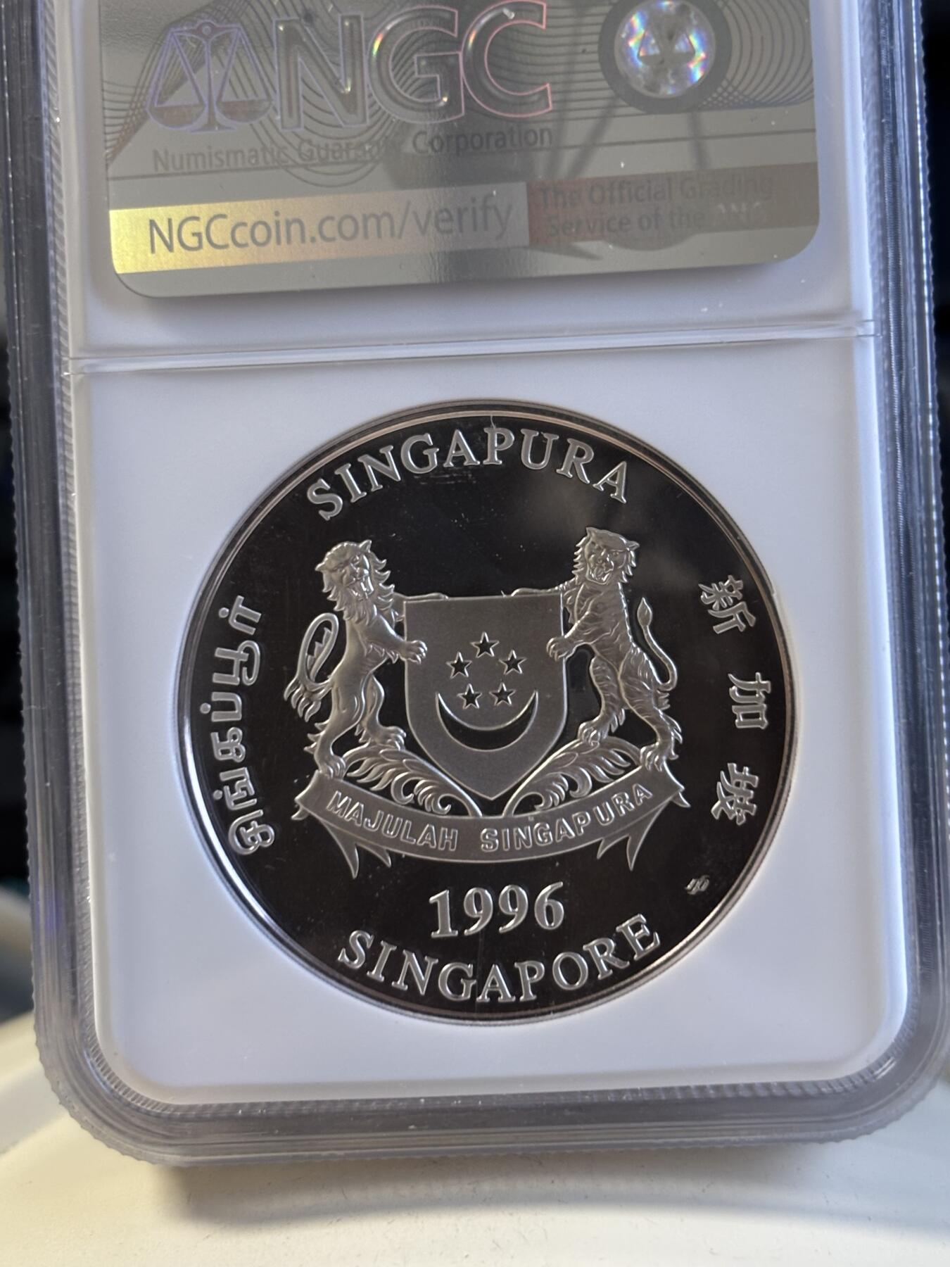 第194期拍卖 新加坡1996年十二生肖鼠年2盎司纪念银币NGC-PF69.999银