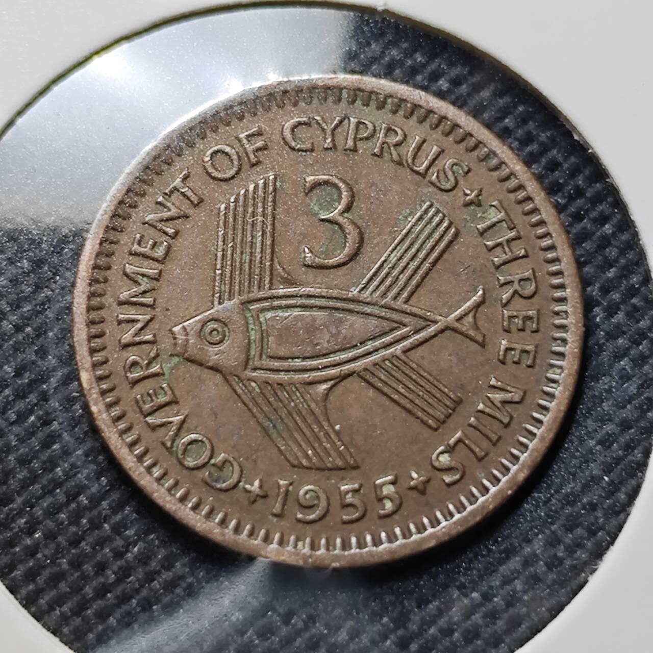 KK钱币收藏小铺  第409期 2月预留时间 周末发货  英属塞浦路斯3米尔铜币