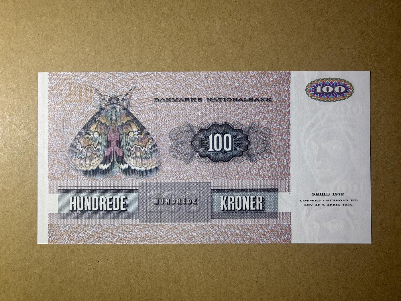 《艾美收藏》第238期-3.29周日外币畅拍场 丹麦100克朗 UNC 1984年 彩蝶初版
