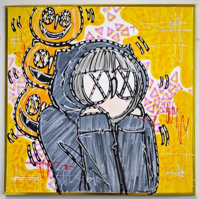 白泽拍卖卡牌手绘专场第34期（花朝去了又春分 草如茵 柳烟新） - 2021 waiwai手绘色纸 喵 尺寸：17.8cm*17.8cm  waiwai亲签