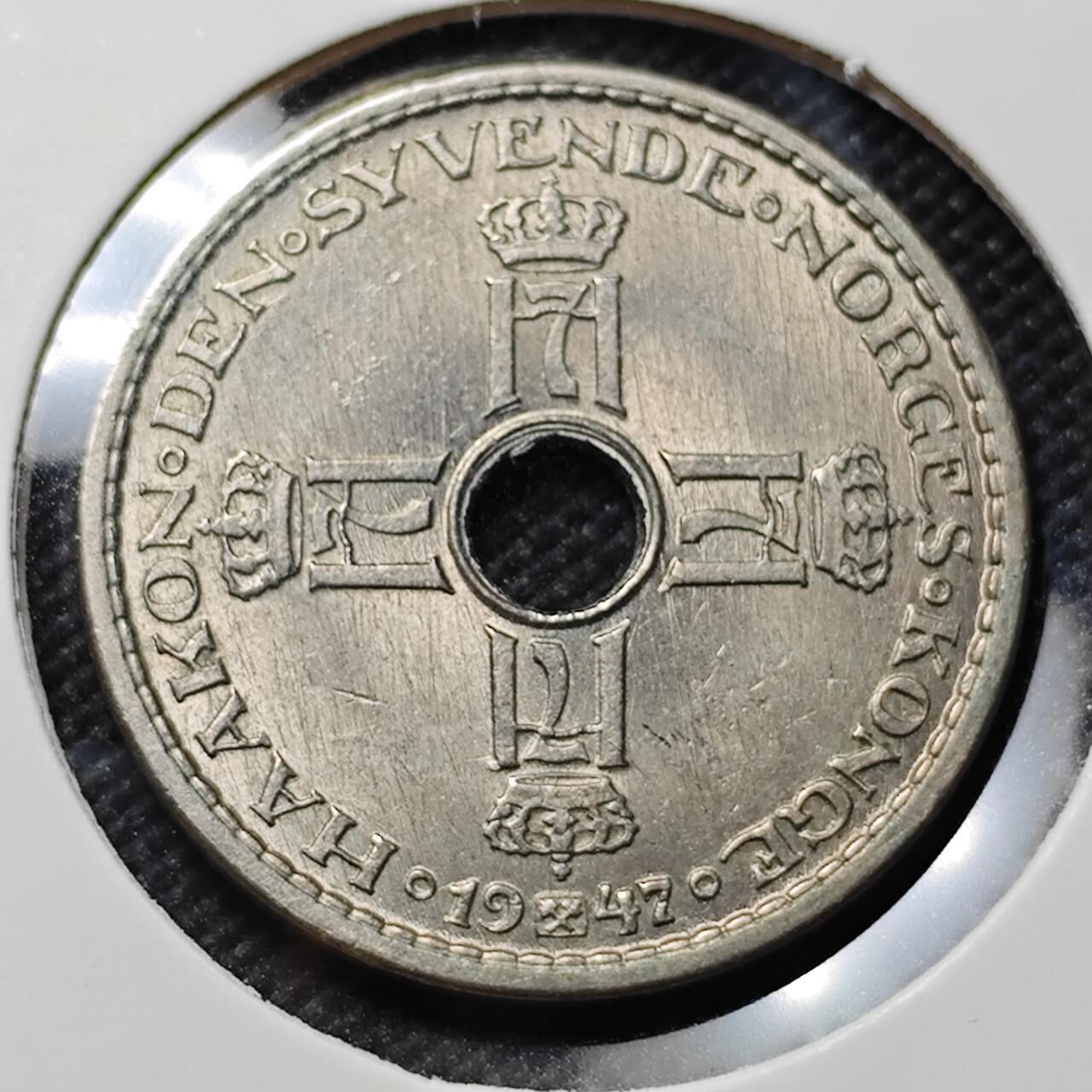 KK钱币收藏小铺  第409期 2月预留时间 周末发货  1947挪威1克朗 好品
