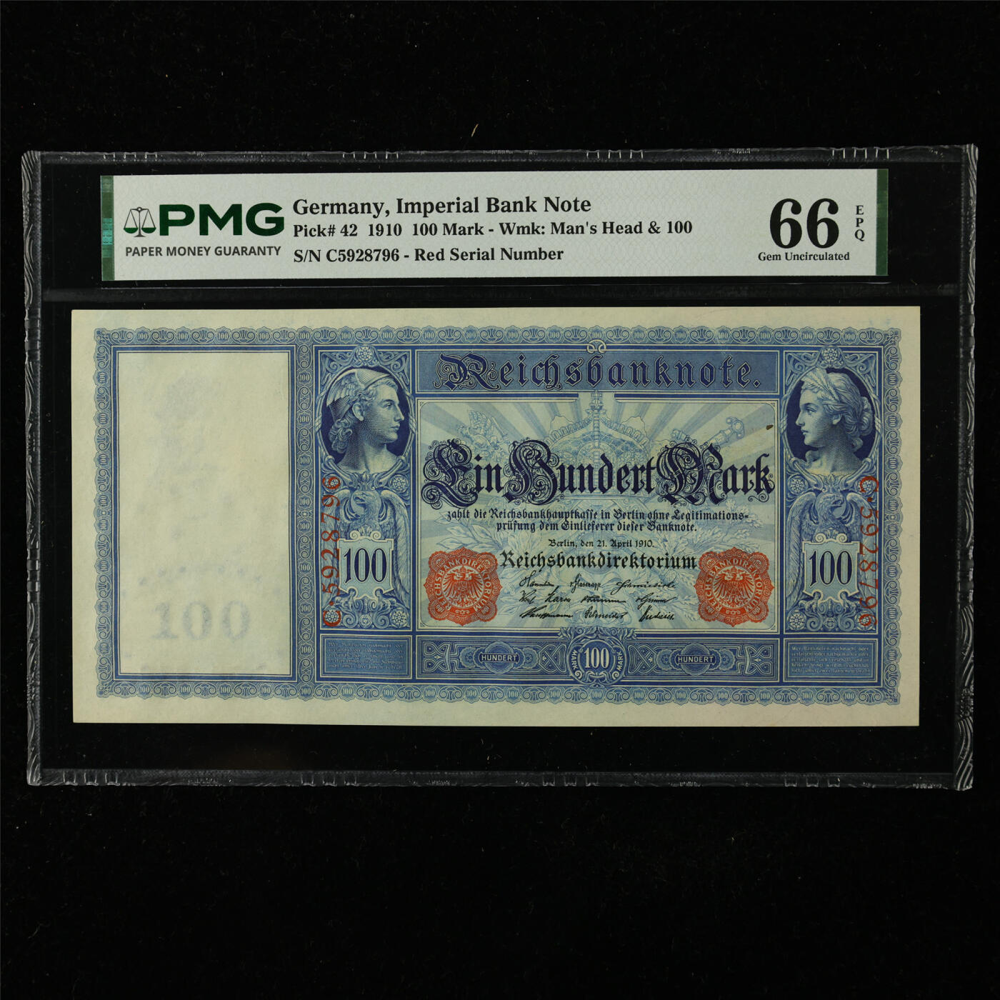 【亘邦集藏】第224期拍卖 1910年 德国100马克 PMG 66EPQ C5928796