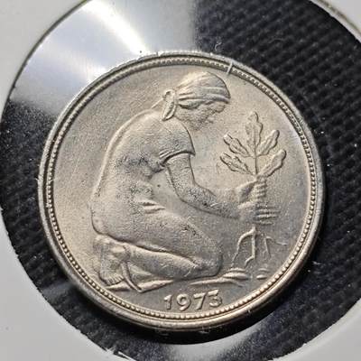 KK钱币收藏小铺  第409期 2月预留时间 周末发货 -  1973西德50芬尼 好品