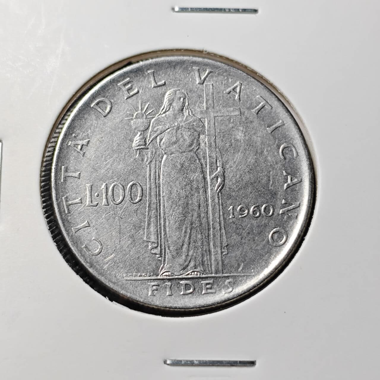 KK钱币收藏小铺  第409期 2月预留时间 周末发货  1960梵蒂冈100里拉