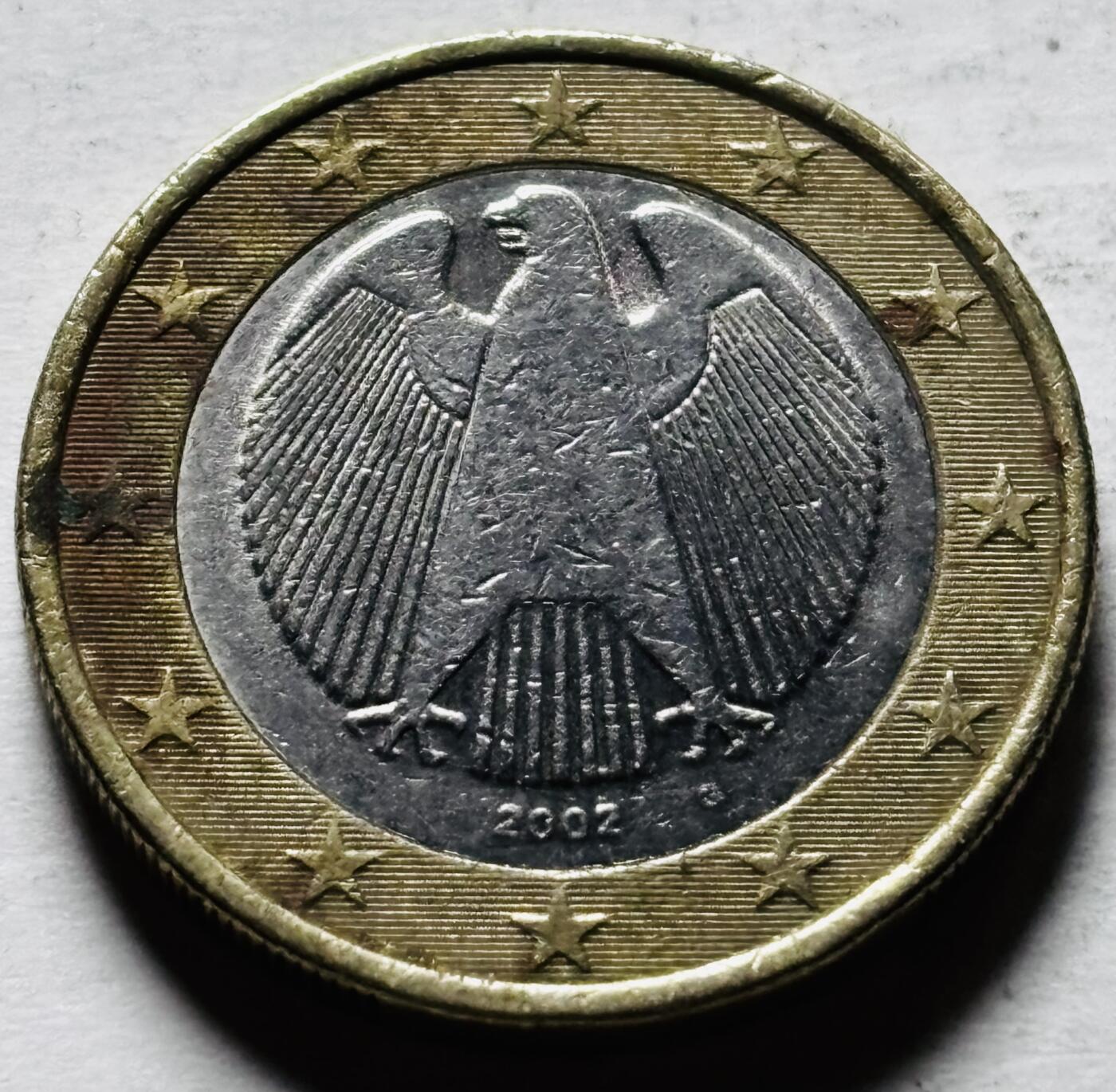 文馨钱币收藏第 298 场，长期接代拍业务 2002 年德国 1 欧元 第一版首发 G 版