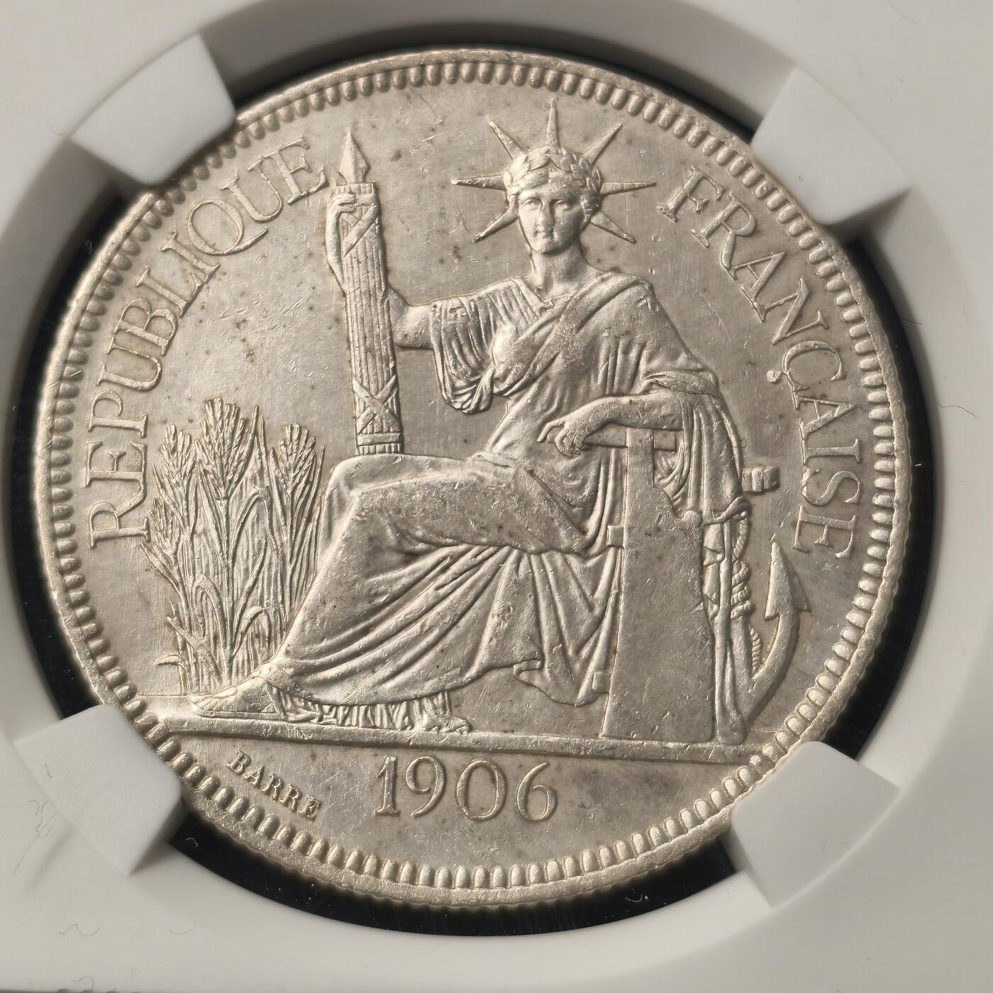 Krab外币市集Vol.28 NGC AUD 法属印度1906A 皮阿斯特坐洋