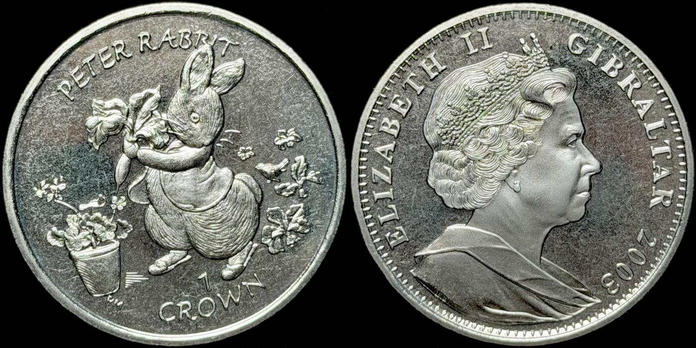 ＜星葵🌻钱币社＞第72期·东奔西走的硬币·3月31日发货 直布罗陀2003年彼得兔1克朗纪念币